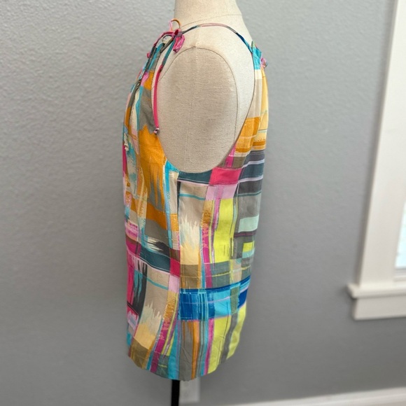 Trina Turk Multicolor Silk Blouse Size Medium Bright Colors - Picture 3 of 5